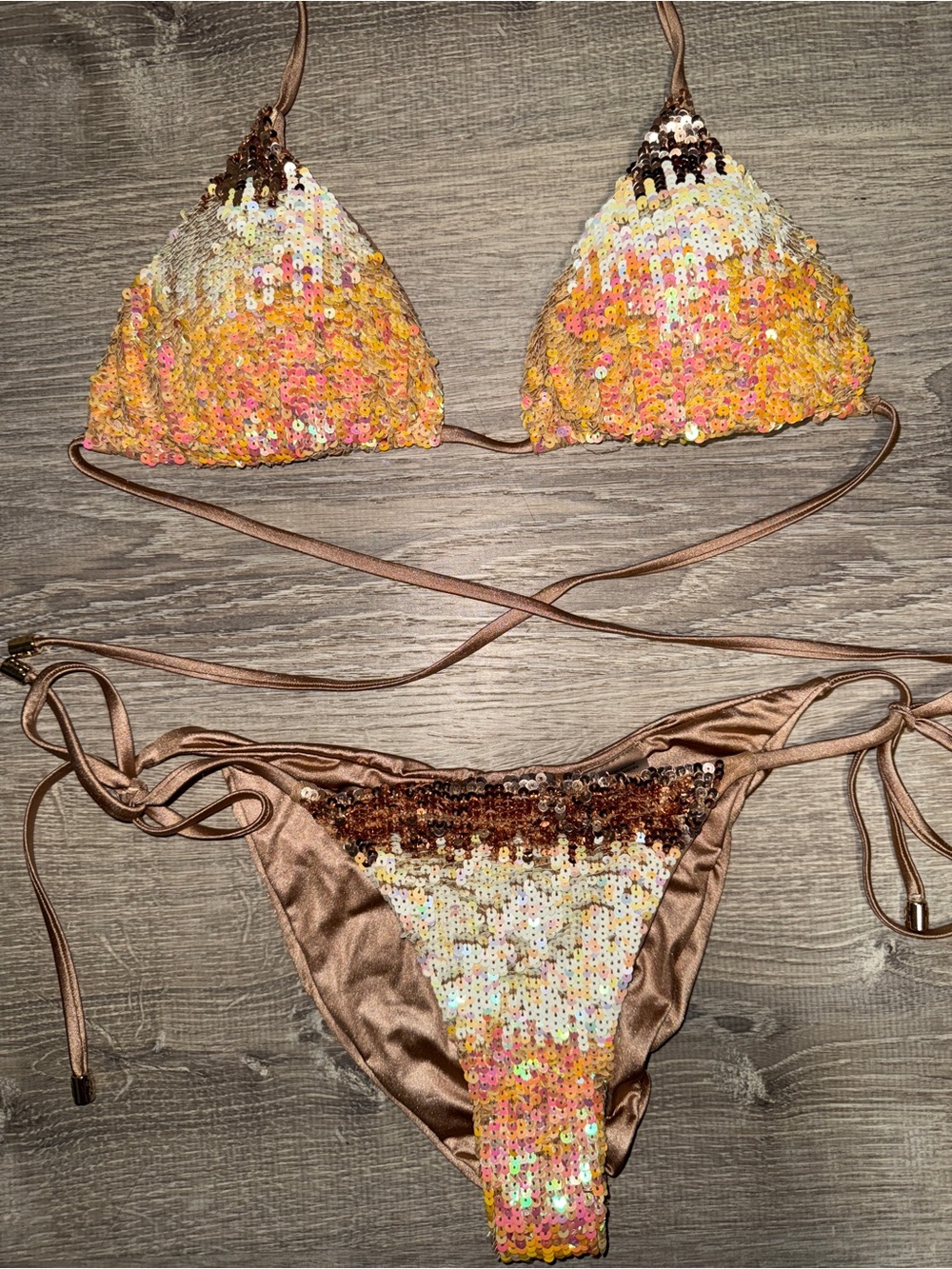 Gold Ombré Sequin Beach Bunny Bikini
